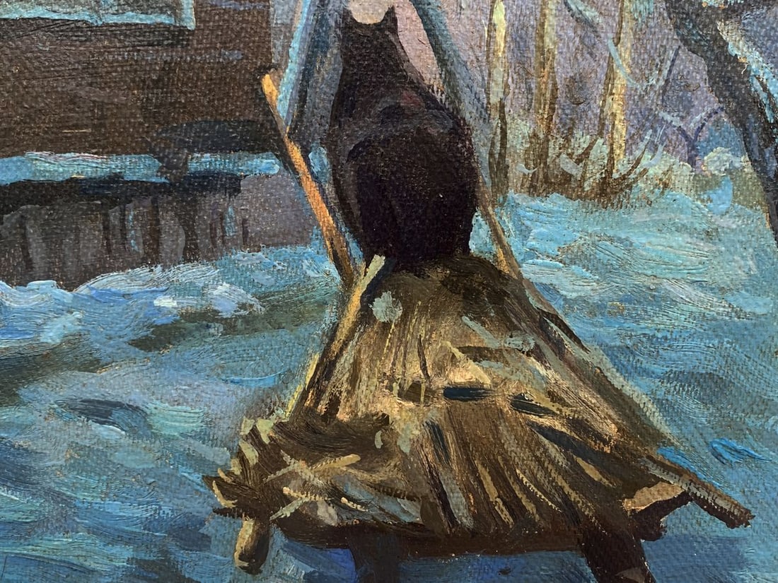 Oil painting Horse pulling a sleigh Unknown artist - 6