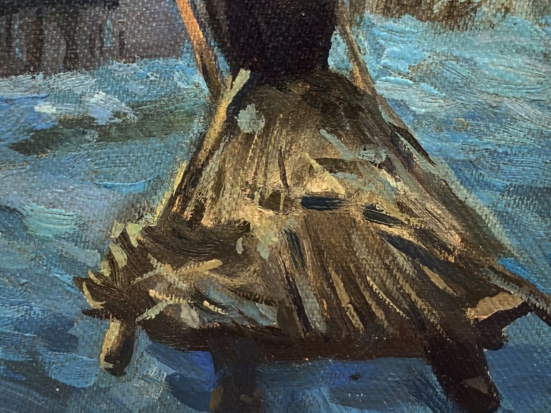 Oil painting Horse pulling a sleigh Unknown artist - 9