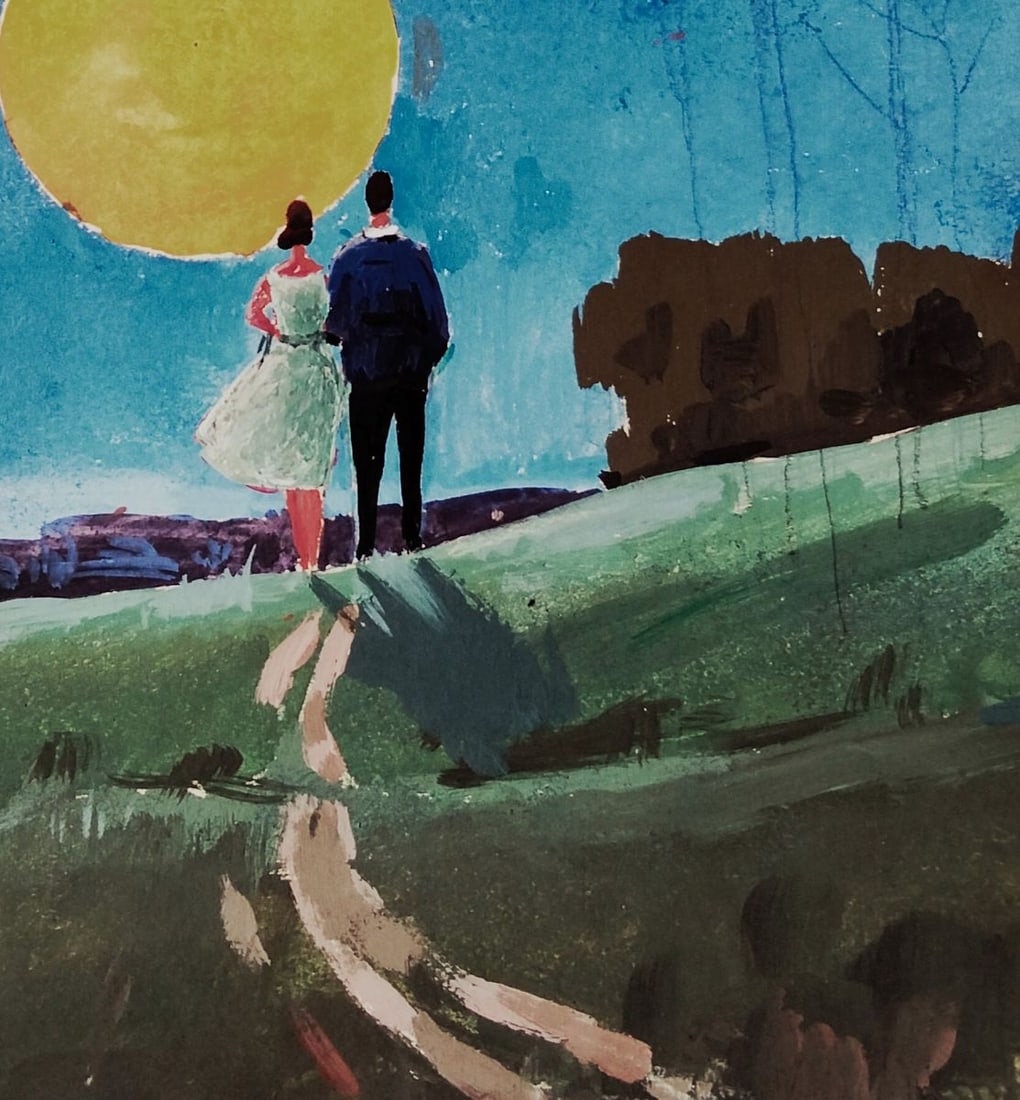 Gouache painting Couple at sunset Vitaly Duhnevich - 5