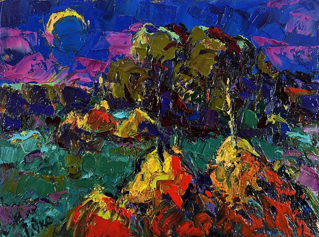 Oil painting Silence shining with a silver sky Oksana Ivanyuk: Title: Oil painting Silence shining with a silver sky Oksana Ivanyuk Description: №AAA5410 The Oil painting on canvas titled “Silence shining with a silver sky” invites the viewer