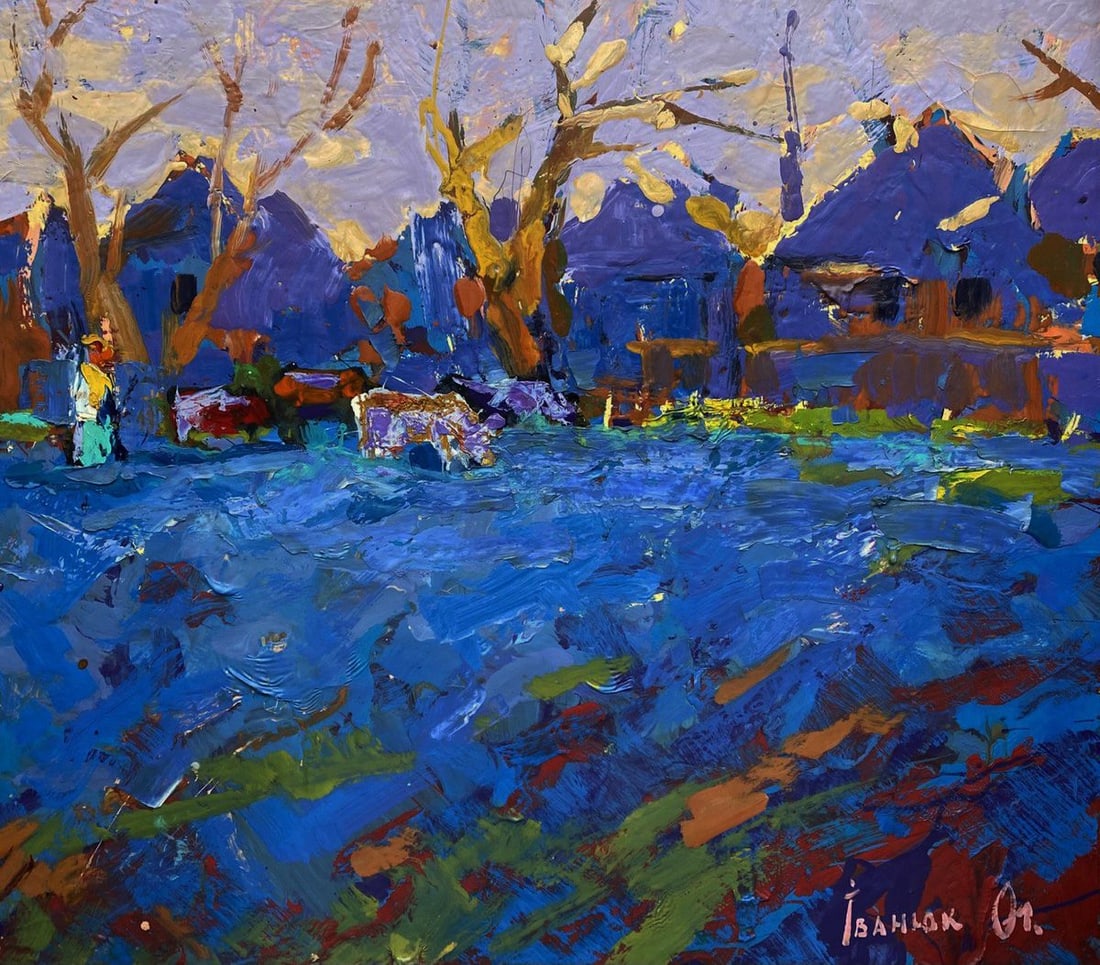 Oil painting Grazing cattle in the evening Oleksiy Ivanyuk: Title: Oil painting Grazing cattle in the evening Oleksiy Ivanyuk Description: №Kalen 1593 The oil painting on Canvas titled "Grazing Cattle in the Evening" is a mesmerizing tribute to rural tra