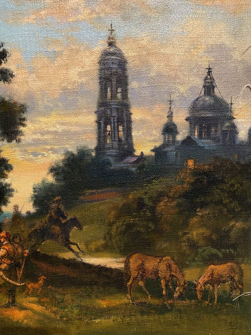 Oil painting Cossacks at the monastery Litvinov Oleg Arkad'yevich x Alexander Arkadievich Litvinov - 4