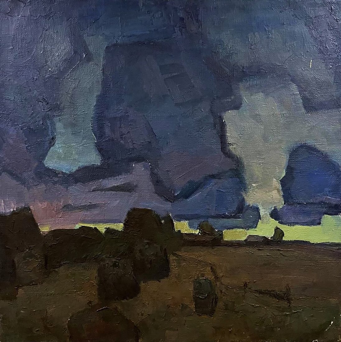 Oil painting Evening stacks Oleksandr Andreev: Title: Oil painting Evening stacks Oleksandr Andreev Description: №Galler 261 *** ABOUT THIS PAINTING *** * TITLE: "Evening stacks" * ARTIST: Oleksandr Andreev * SIZE: 70x70 cm/'27.55x27.55 inch
