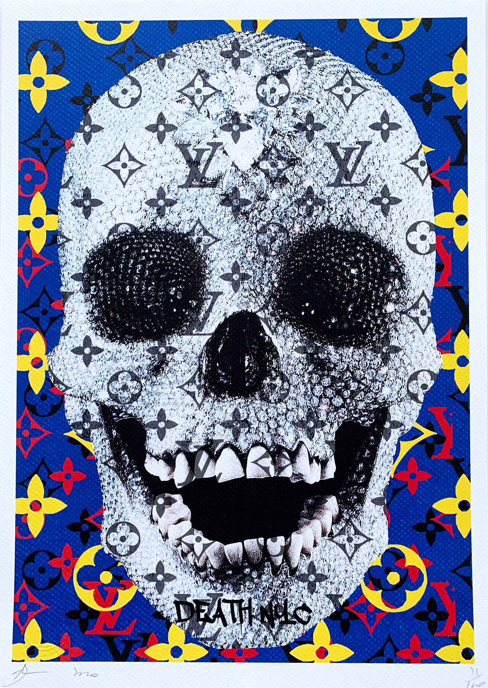 DEATH NYC Louis Vuitton Damien Hirst: Title:DEATH NYC Louis Vuitton Damien Hirst Date/Period:21st Century Materials:Giclee on Fine art 300 gsm paper Size:17 3/4 x 12 1/2 inches Description: Death NYC, limited edition giclee on paper, out