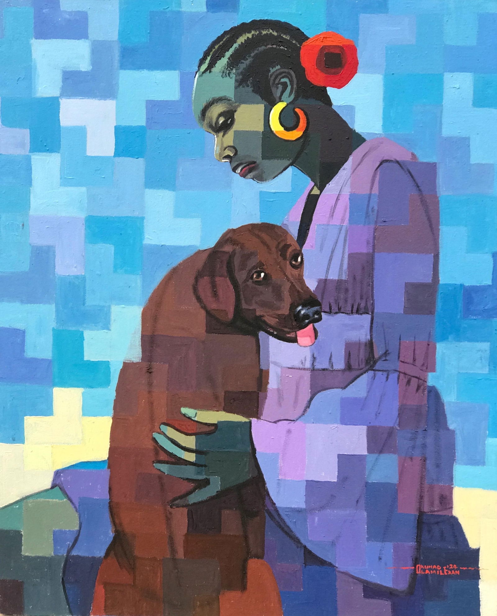 Olamilekan Okunade, A Better Friend 1 - 21st Century, Contemporary, Figurative, Pixel, Women, - 8