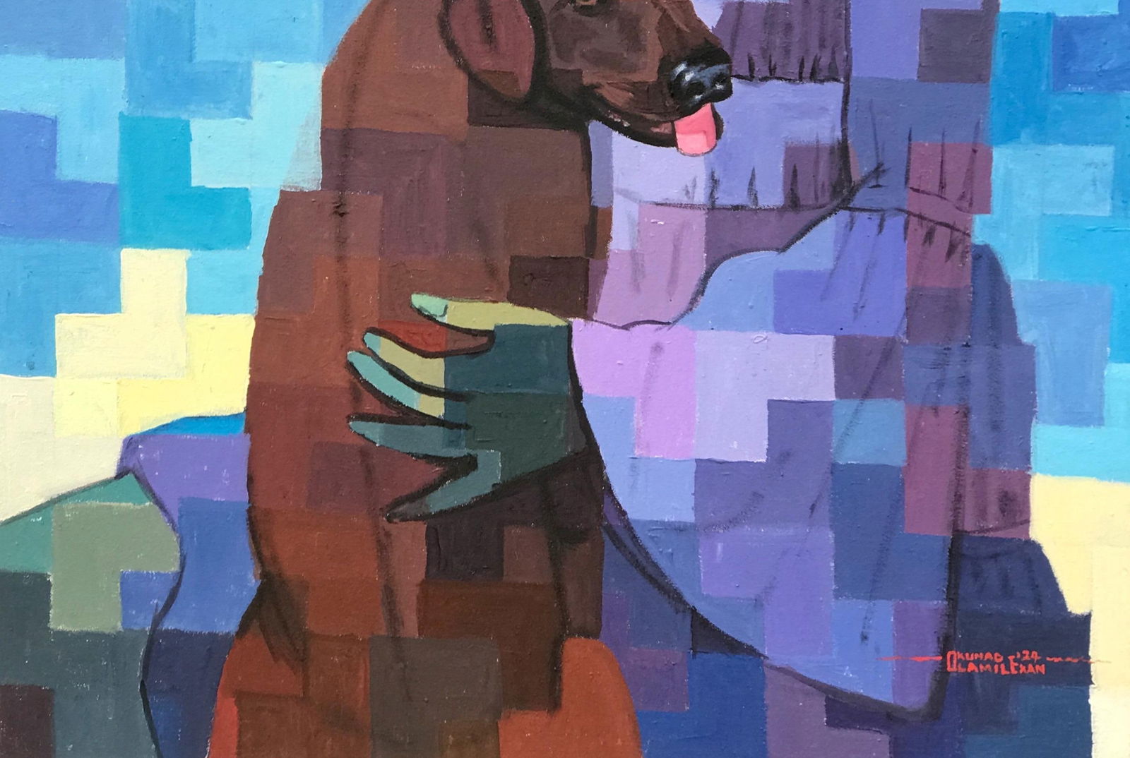 Olamilekan Okunade, A Better Friend 1 - 21st Century, Contemporary, Figurative, Pixel, Women, - 2