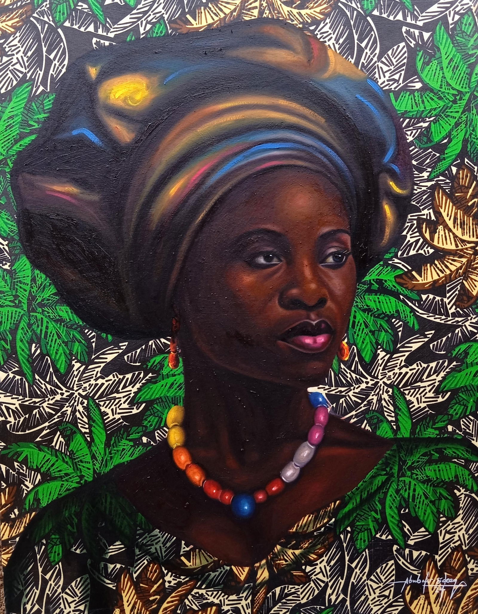 Bakare Abubakri-sideeq Babatunde, Crown of Beauty 1 - 21st Century Mixed Media with Oil, African - 2