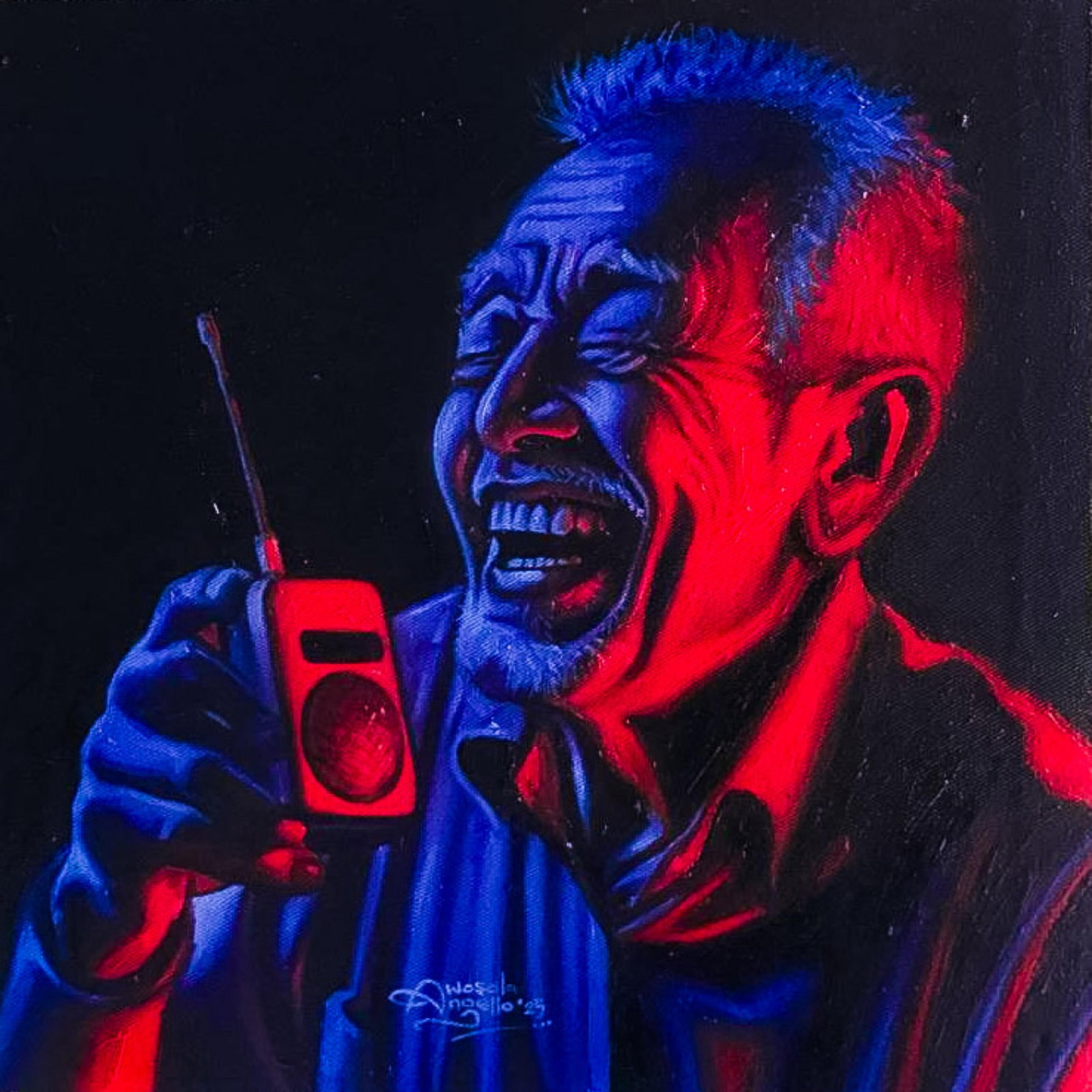 Awosola Michael Angello, Goodnews 1 - 21st Century, Contemporary, Figurative, Portrait, Phone, (1 of 11)