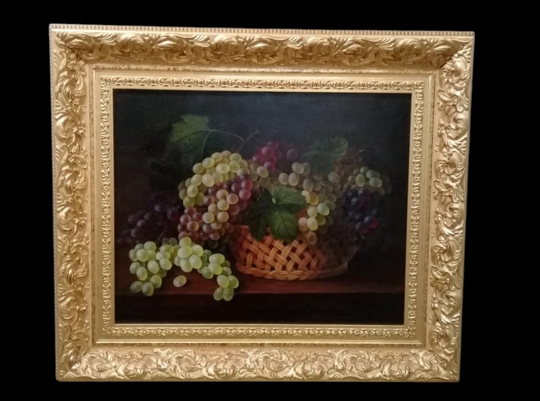 ATTRIBUTED TO John F. FRANCIS - Oil canvas painting "Grapes" Signed COA (1 of 10)