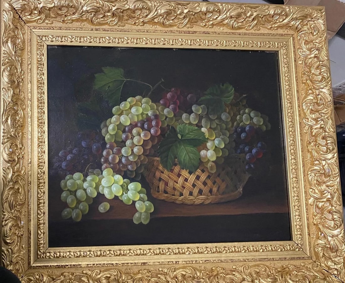 ATTRIBUTED TO John F. FRANCIS - Oil canvas painting "Grapes" Signed COA - 2