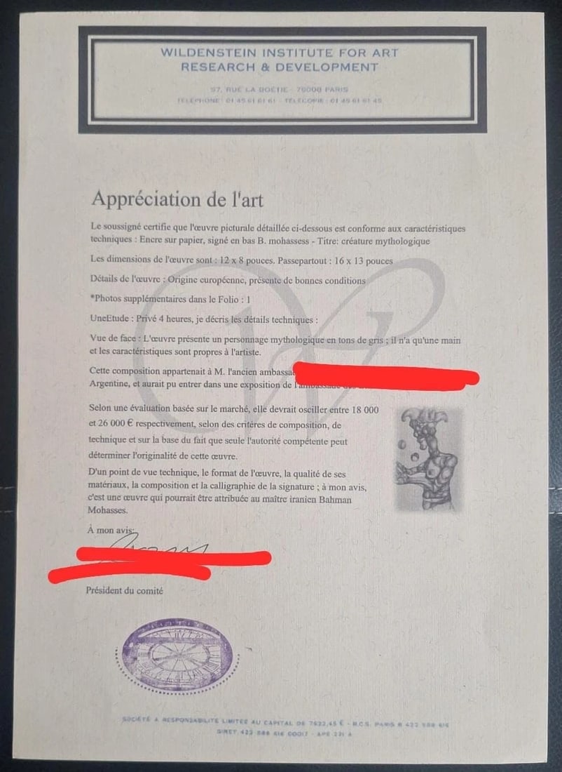 IN THE MANNER OF Bahman Mohasses - Contemporary Artwork - Attributed - COA - 6