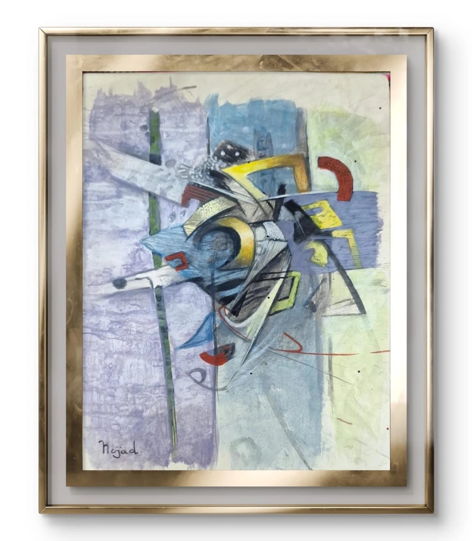 ATTRIBUTED TO MEHMED MELIH DEVRIM NEJAD (1923-1995) - Abstract TURKISH Composition /signed: Title: ATTRIBUTED TO MEHMED MELIH DEVRIM NEJAD (1923-1995) - Abstract TURKISH Composition /signed Description: MEHMED MELIH DEVRIM NEJAD (1923-1995) | Turkey “Abstract Composition” Watercolor
