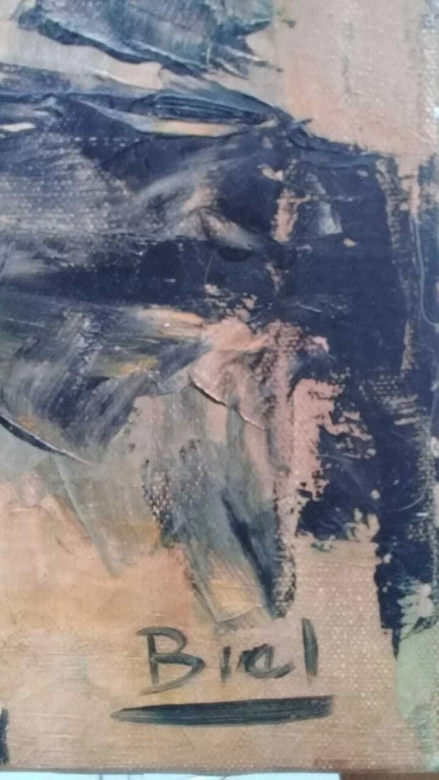 Antique Painting Oil Canvas - Signed: BIEL / Very rare 1960s - 6