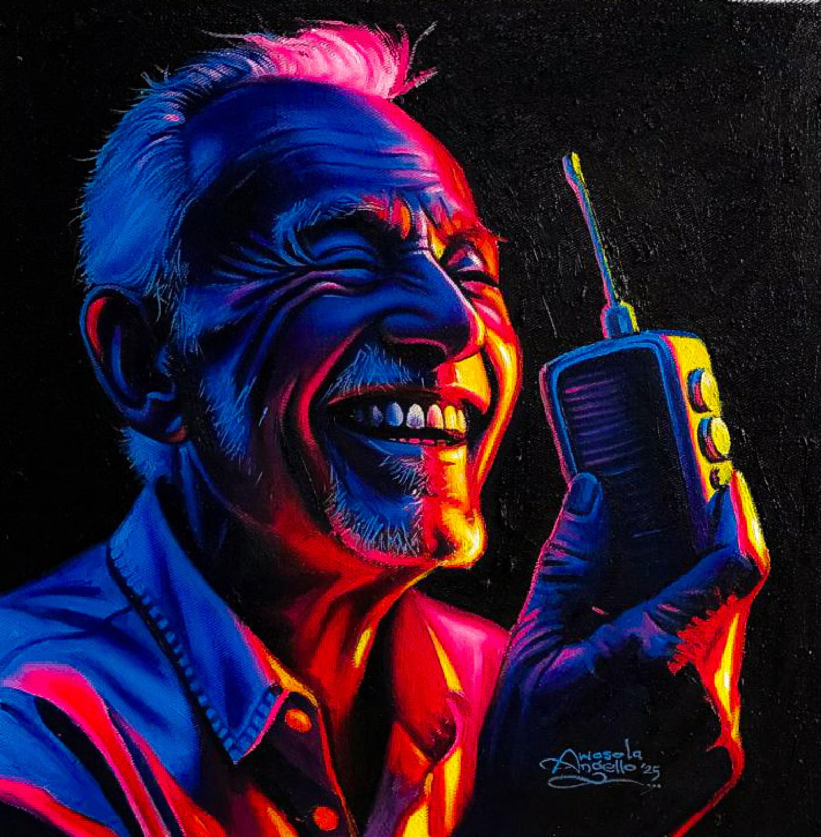 Awosola Michael Angello, Goodnews 2 - 21st Century, Contemporary, Figurative, Portrait, Phone, - 4