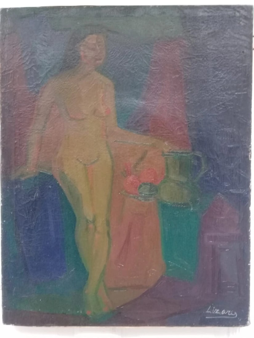 ATTRIBUTED TO Luis Lizares Oil Canvas Painting 1970 - 2