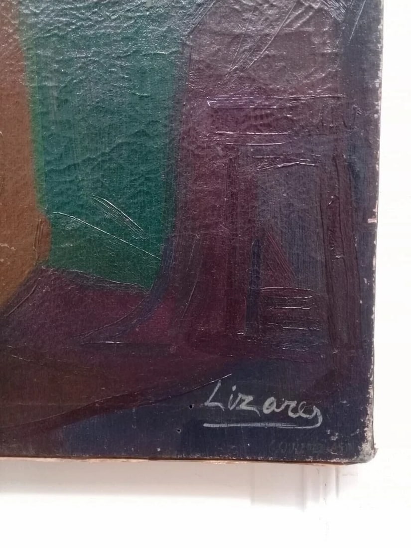 ATTRIBUTED TO Luis Lizares Oil Canvas Painting 1970 - 3