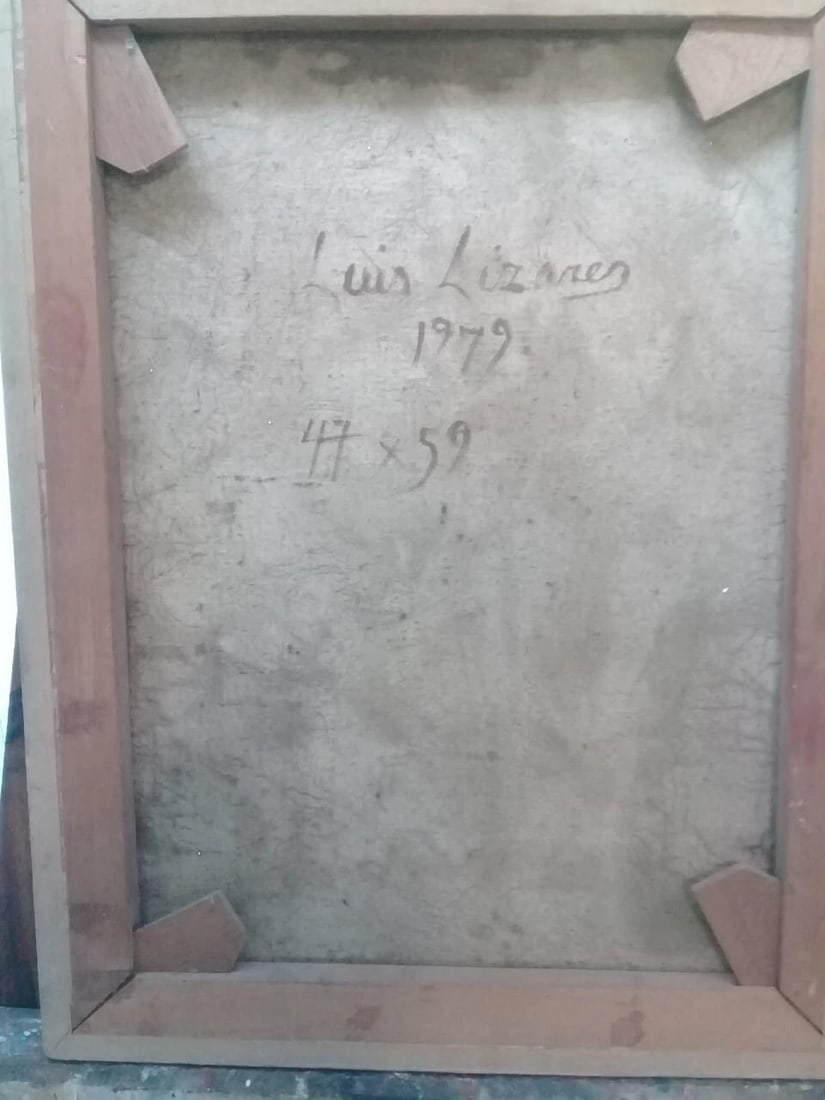 ATTRIBUTED TO Luis Lizares Oil Canvas Painting 1970 - 4