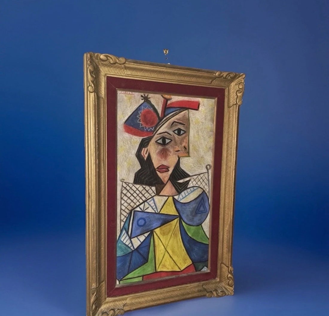 COPY AFTER Pablo Picasso Painting Hand Signed Pastel On Original Paper - 2