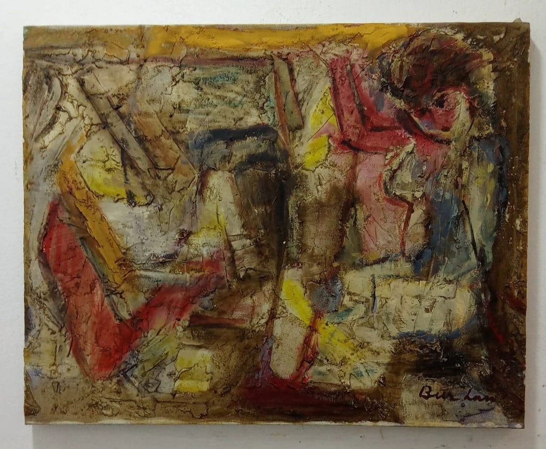 ATTRIBUTED TO SAMI BURHAN (1929 - 2021) Syrian Painter / Oil canvas "Abstraction" - 2