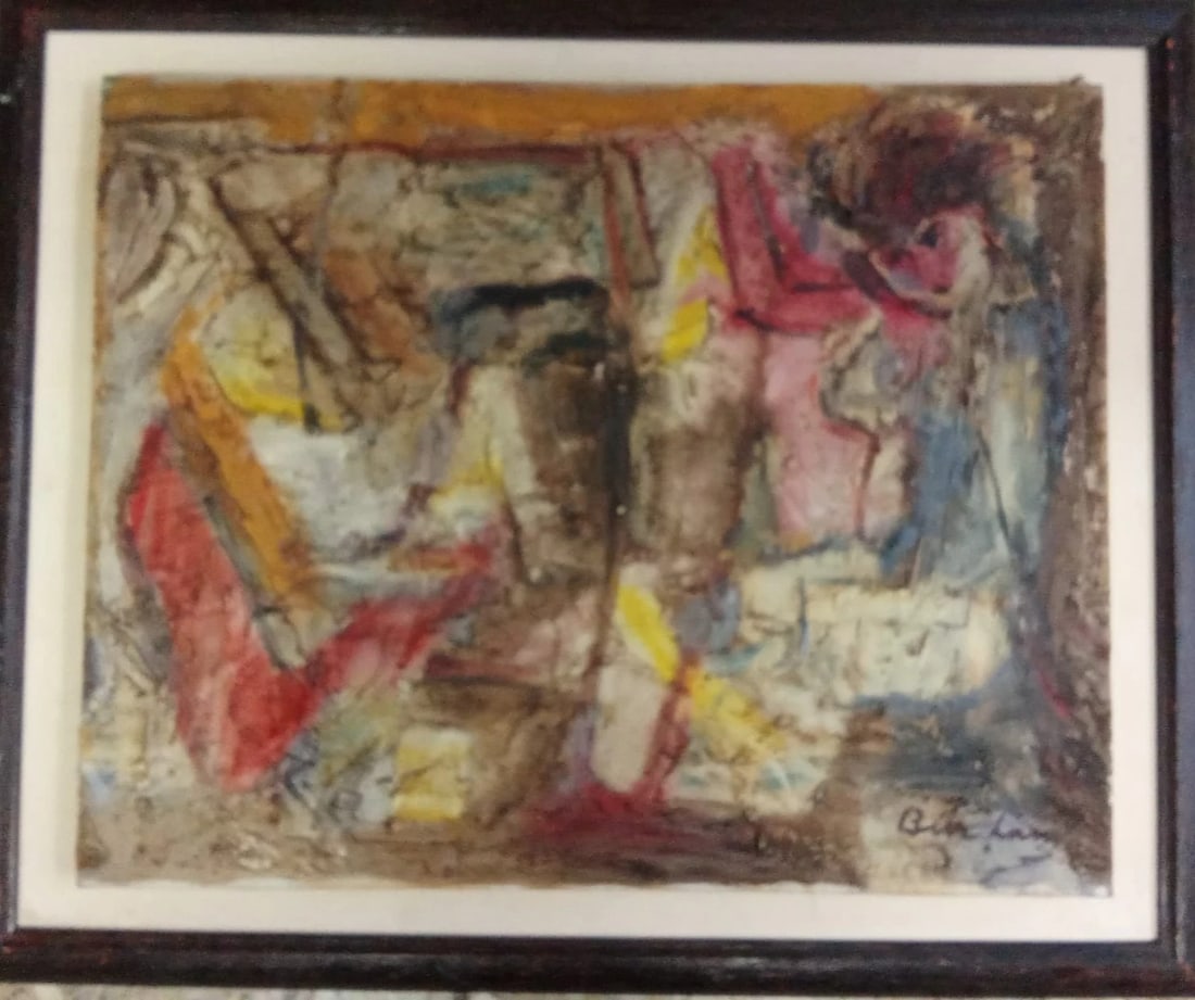 ATTRIBUTED TO SAMI BURHAN (1929 - 2021) Syrian Painter / Oil canvas "Abstraction" - 3