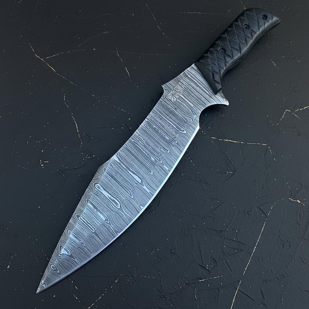 Stag Antler Handle Damascus Steel Bowie Knife 17" Hand Forged Hunting Blade - 2