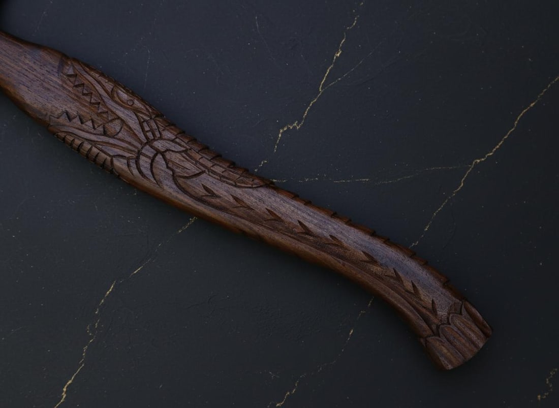 Carved Dragon Tomahawk Axe Hand Forged Carbon Steel Viking Style with Sheath - 2