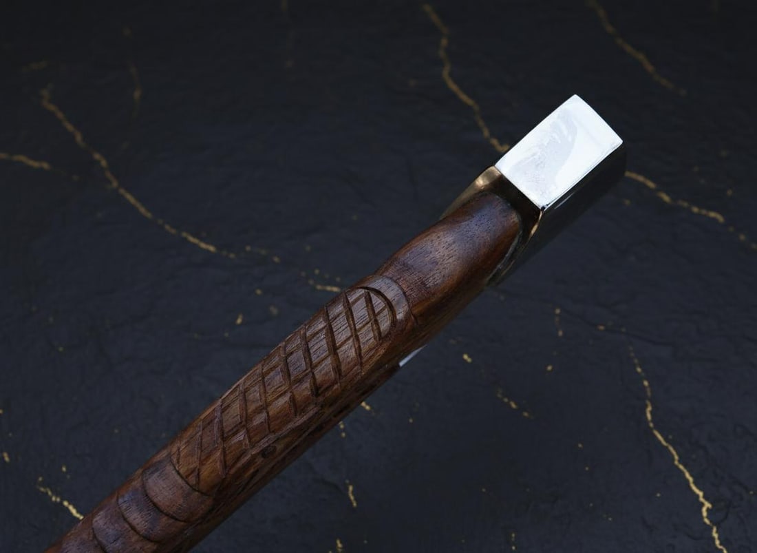 Carved Dragon Tomahawk Axe Hand Forged Carbon Steel Viking Style with Sheath - 7