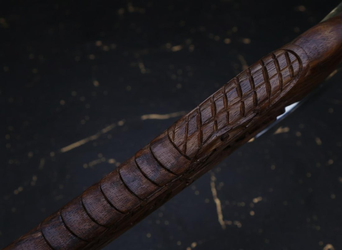 Carved Dragon Tomahawk Axe Hand Forged Carbon Steel Viking Style with Sheath - 9