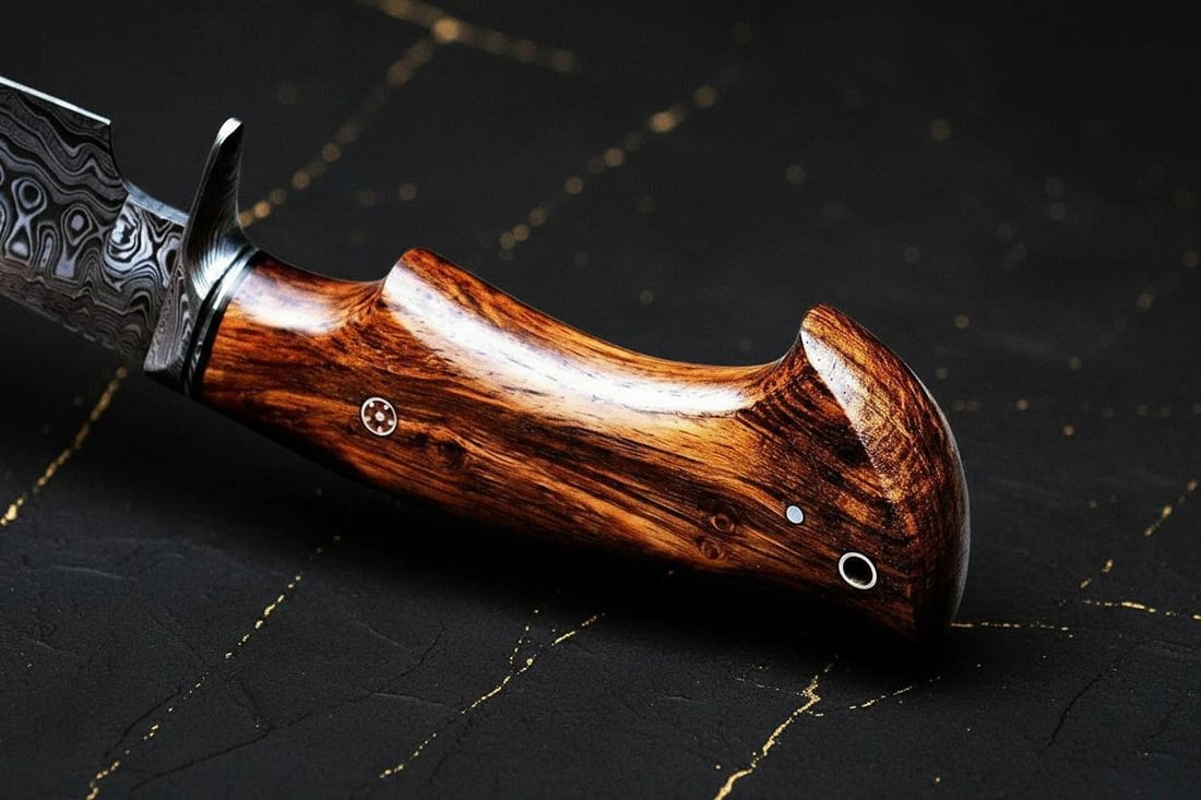 Twisted Damascus Steel Bowie Knife 10" Hand Forged Hunting Blade with Rosewood Grip & Sheath - 3