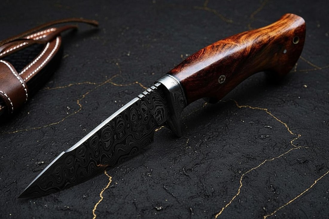 Twisted Damascus Steel Bowie Knife 10" Hand Forged Hunting Blade with Rosewood Grip & Sheath - 6