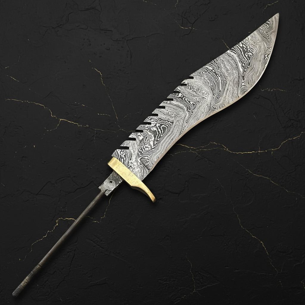Twisted Pattern Damascus Steel Kukri Blade Blank 14 Inch Hand Forged Rat Tail Tang (1 of 3)