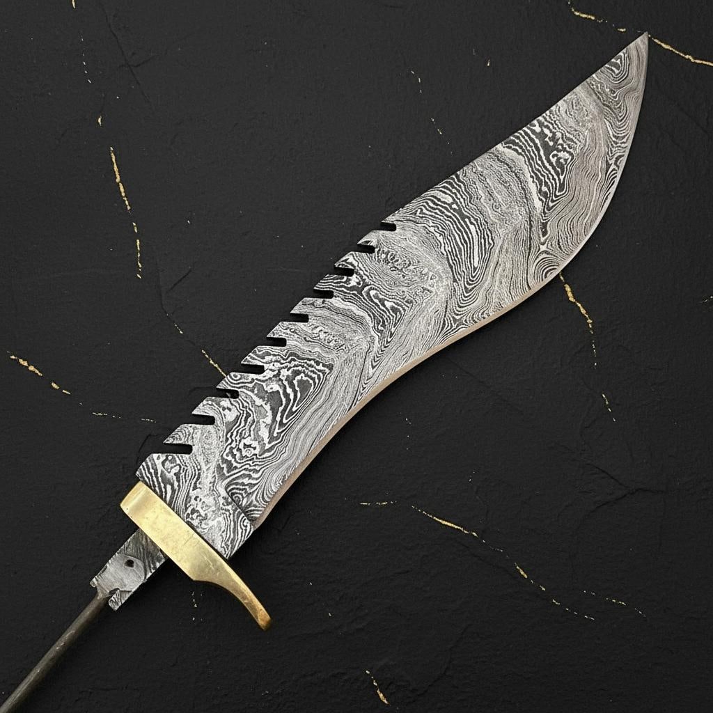 Twisted Pattern Damascus Steel Kukri Blade Blank 14 Inch Hand Forged Rat Tail Tang - 2