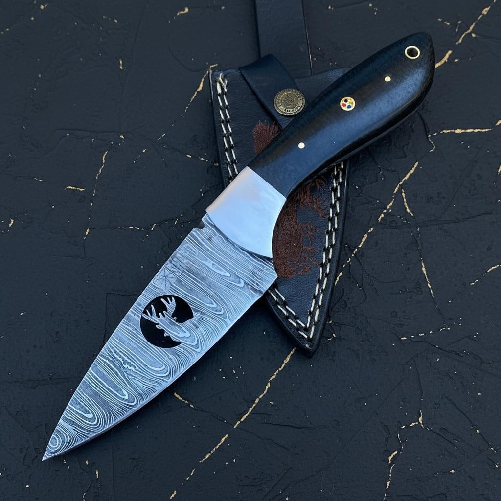 Twisted Damascus Steel Hunting Knife 8-inch Fixed Blade Skinner with Custom Resin Handle: Title:Twisted Damascus Steel Hunting Knife 8-inch Fixed Blade Skinner with Custom Resin HandleDescription:Discover this custom hand-forged hunting knife, expertly crafted for durability and