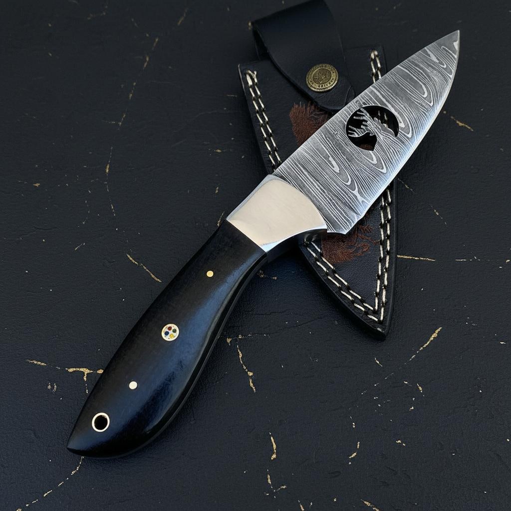 Twisted Damascus Steel Hunting Knife 8-inch Fixed Blade Skinner with Custom Resin Handle - 3