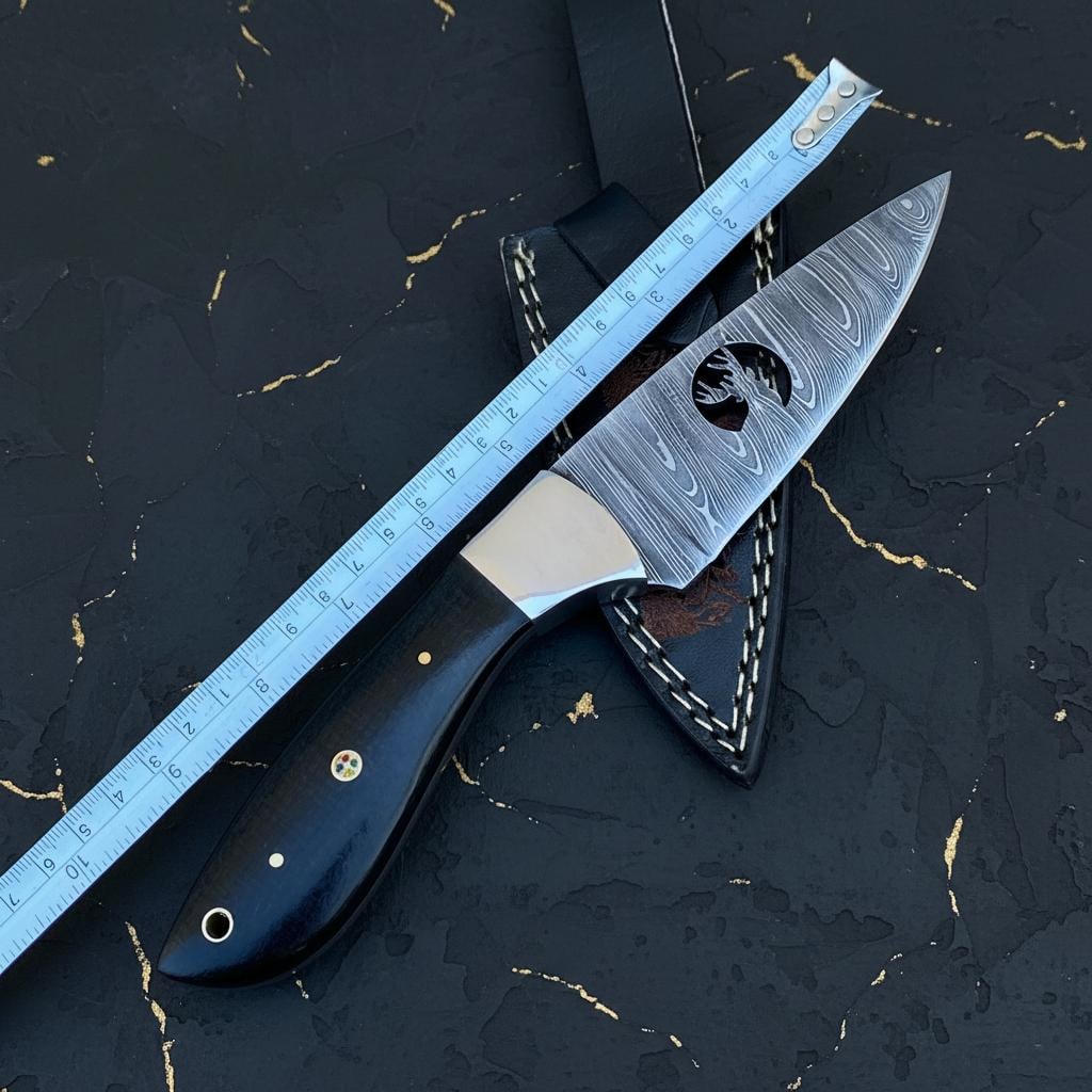 Twisted Damascus Steel Hunting Knife 8-inch Fixed Blade Skinner with Custom Resin Handle - 4