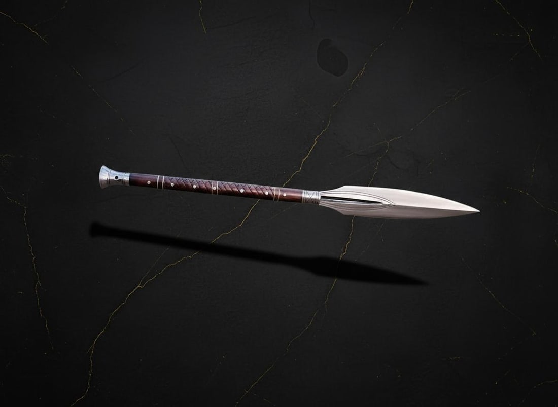 32 Inch Hand Forged Koseph Spear, African Viking Style Carbon Steel LARP Weapon (1 of 3)