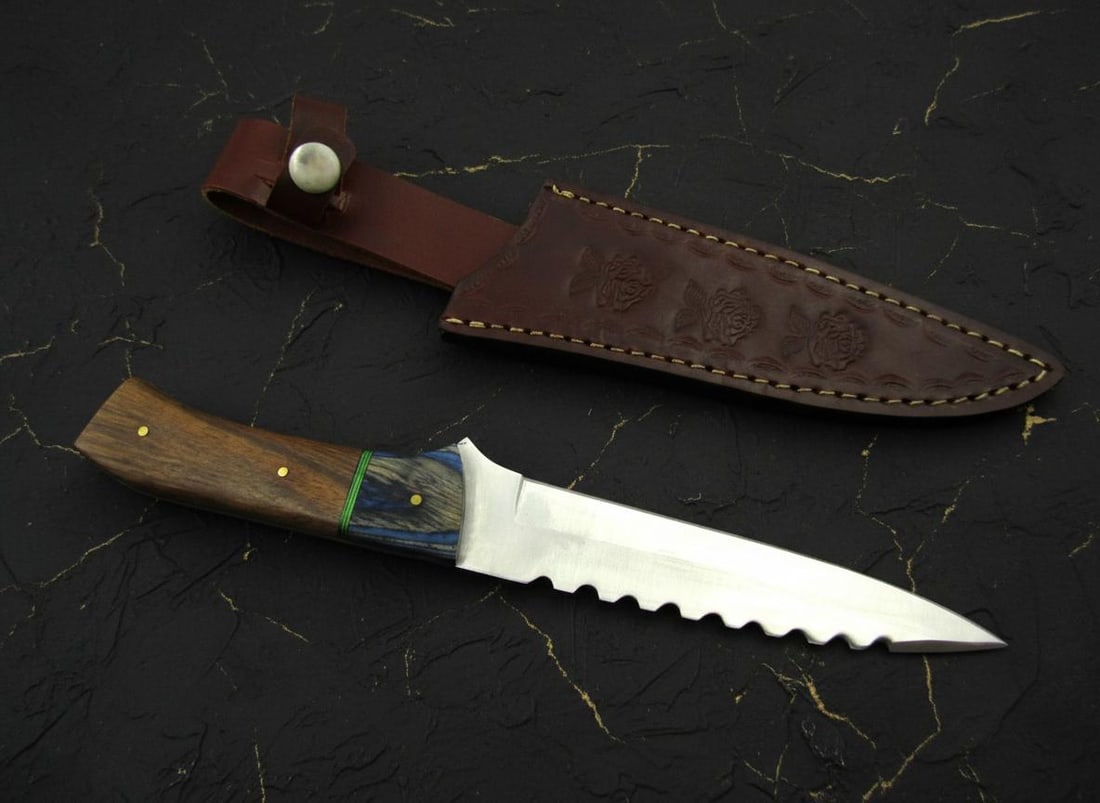 Handcrafted 10.5 Inch Fixed Blade Knife by Ashen Edge with Wood Handle & Sheath (1 of 4)