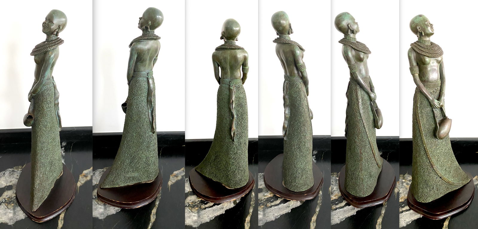 Remarkable Vintage Bronze Statue shaped like an African Woman - 11
