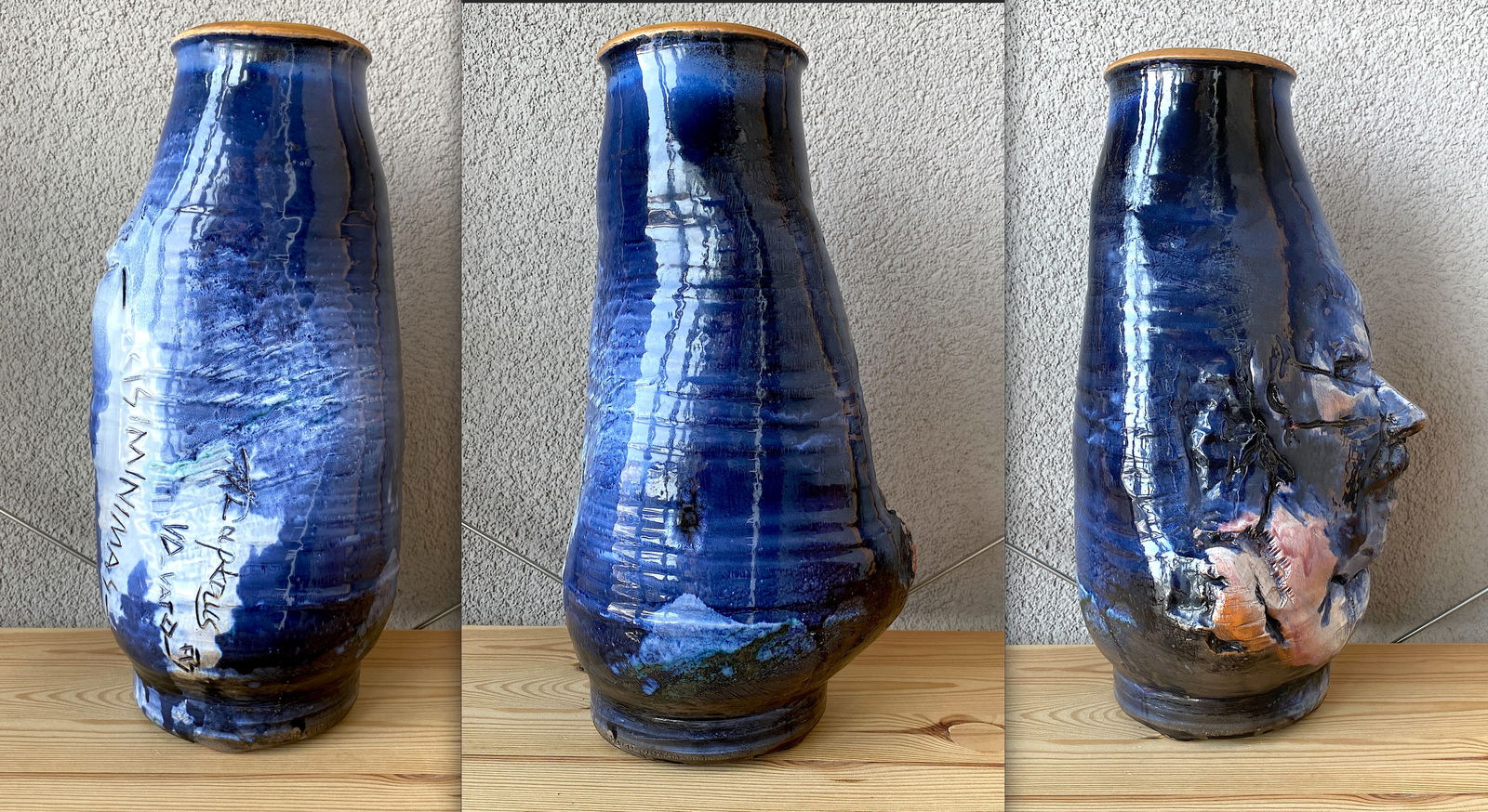 Antique vase, face sculpture - 9