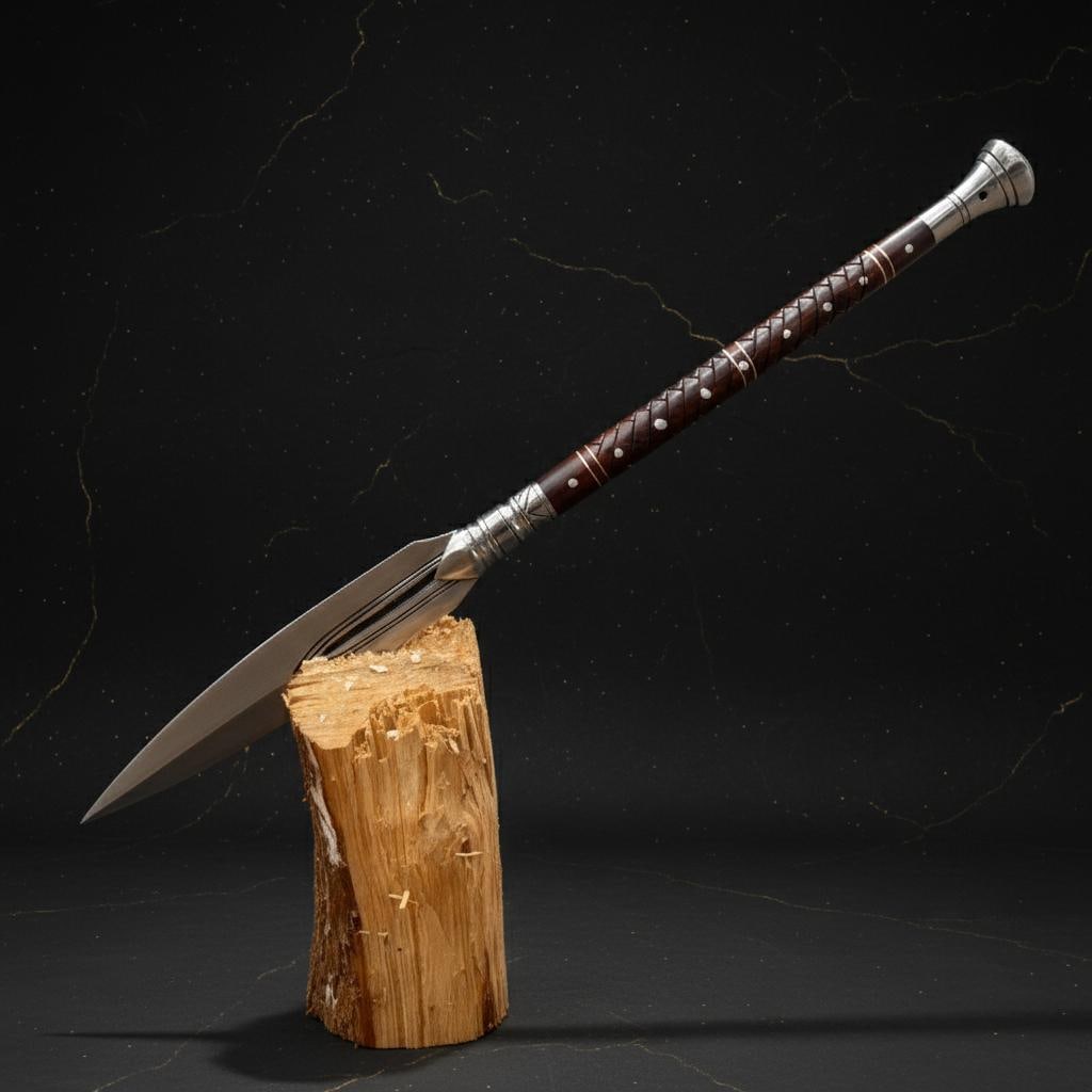 Hand Forged 36" Viking Spear with Full Tang 5160 Carbon Steel Blade and Rosewood Handle (1 of 6)