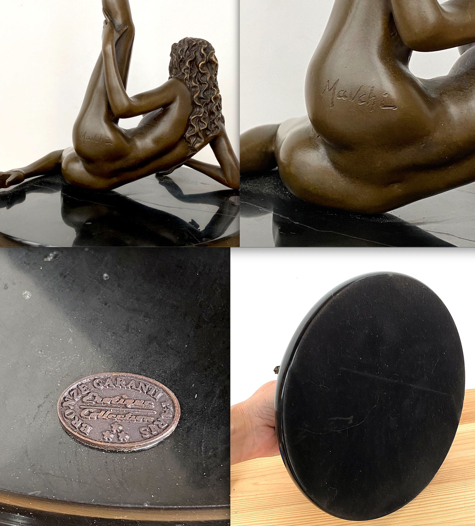 Signed Bronze Girl Statue by Malchi - 10