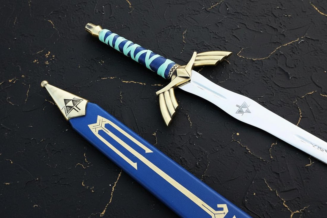 Metal Master Sword Replica from Legend of Zelda with Rune Etched Blade and Scabbard - 4