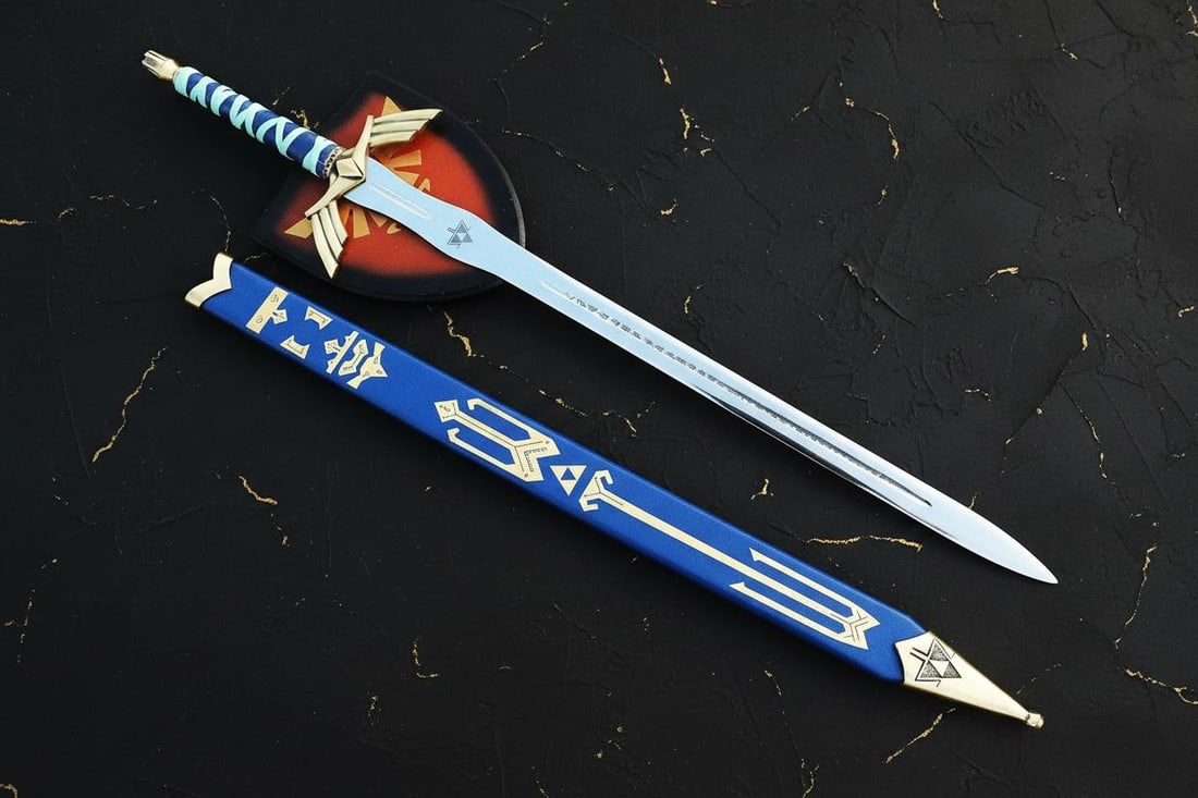 Metal Master Sword Replica from Legend of Zelda with Rune Etched Blade and Scabbard - 5