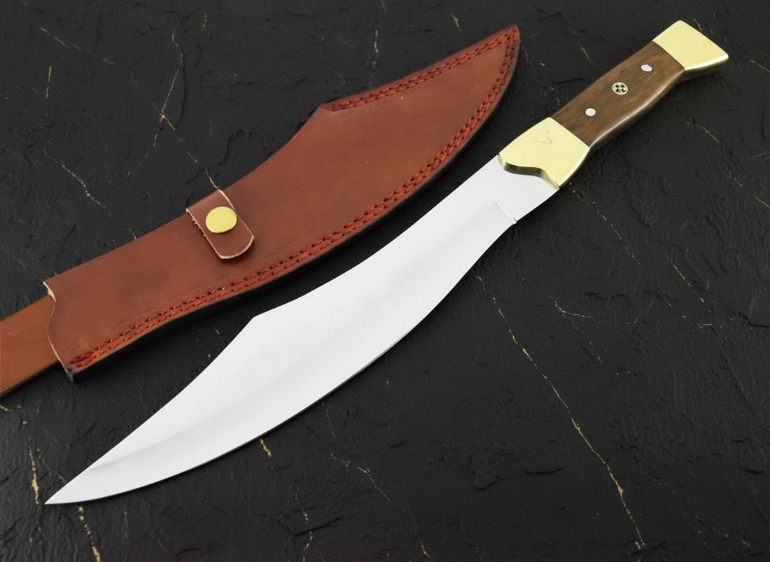 Hand Forged D2 Steel Hunting Bowie Knife 16.5" Burl Wood Handle Brass Bolster (1 of 7)