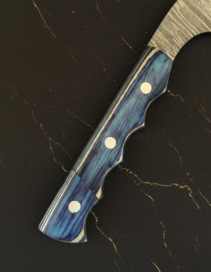 Hand Forged 9" Damascus Steel Axe Fire Storm Pattern Clip Point Hunting Hatchet - 4