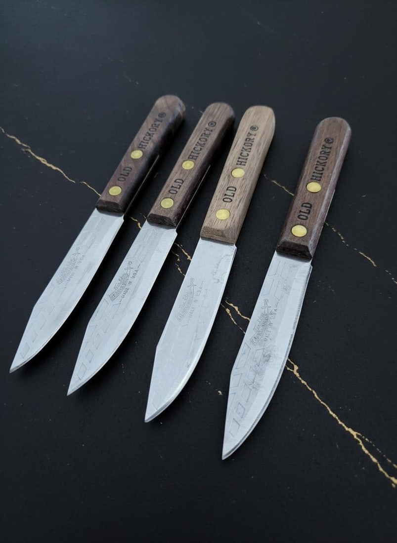Set of 4 Old Hickory Kitchen Paring Knives, 3.25 inch Carbon Steel Factory Seconds (1 of 1)
