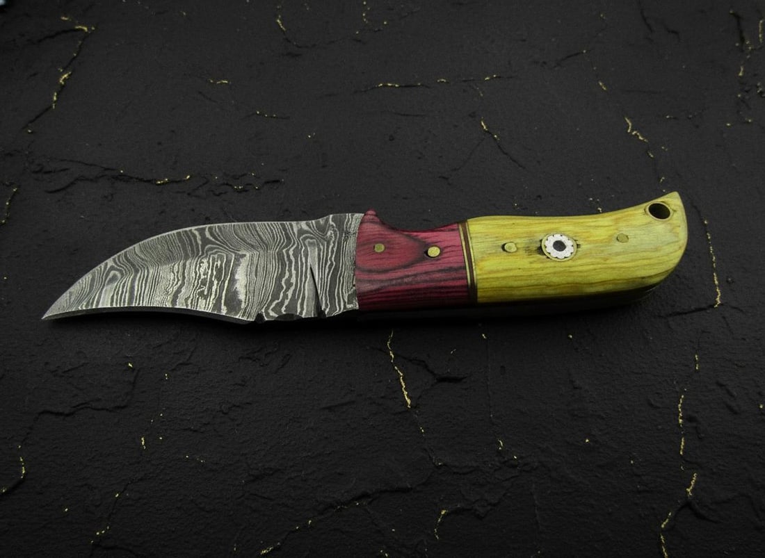 Firestorm Pattern Damascus Steel Hunting Knife Handmade Full Tang Fixed Blade with Sheath - 4