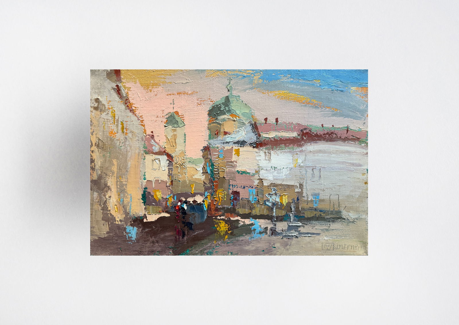 Oil painting with frame Lviv Square K. Leonid - 9