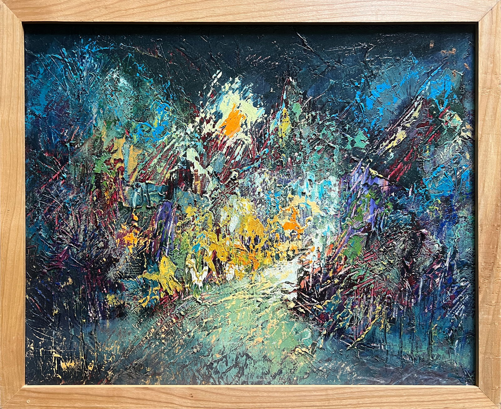 Abstract Oil painting with frame night K. Leonid: Title: Abstract Oil painting with frame night K. Leonid Description: 784KK Painter: K. Leonid Size: 40x50 cm/ 15.75x19.68 inches Components: oil, canvas Original painting CONDITION: excellent ERA: 200