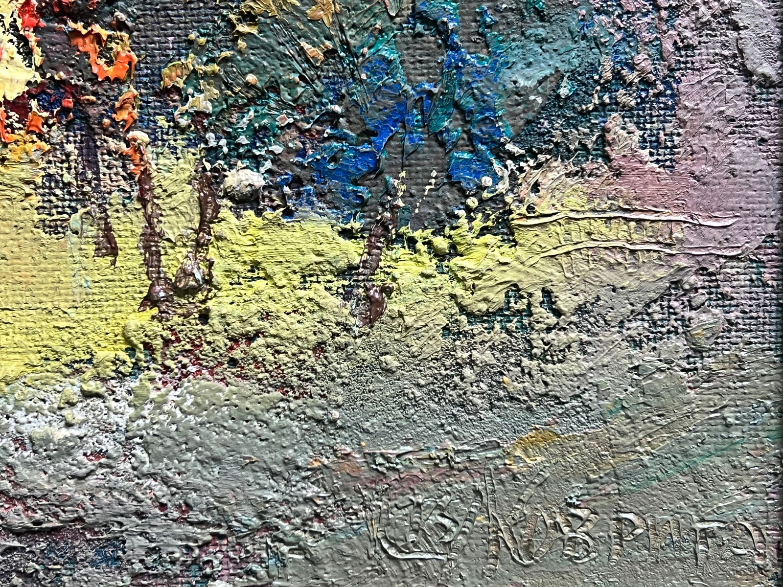 Abstract Oil painting with frame City K. Leonid - 10